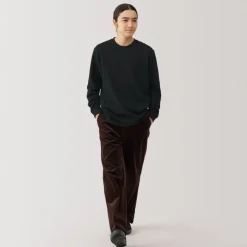 Clearance Men's Washed Heavy Weight Crew Neck Long Sleeve T-Shirt T-Shirts