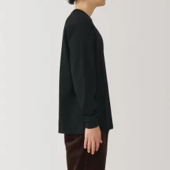 Clearance Men's Washed Heavy Weight Crew Neck Long Sleeve T-Shirt T-Shirts