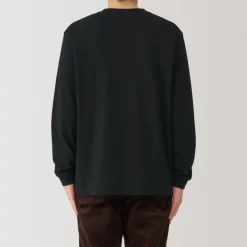 Clearance Men's Washed Heavy Weight Crew Neck Long Sleeve T-Shirt T-Shirts