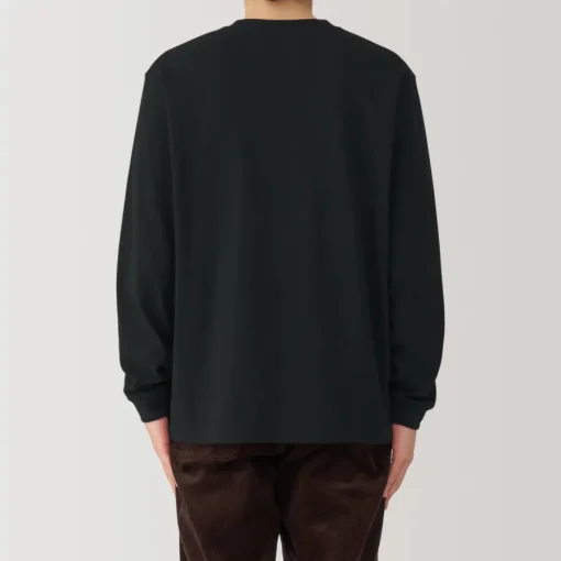 Clearance Men's Washed Heavy Weight Crew Neck Long Sleeve T-Shirt T-Shirts