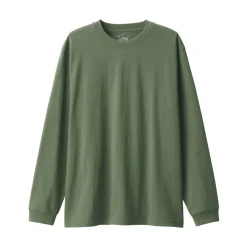 Clearance Men's Washed Heavy Weight Crew Neck Long Sleeve T-Shirt T-Shirts