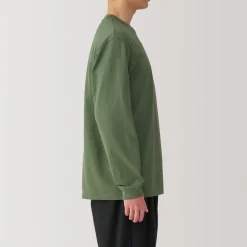 Clearance Men's Washed Heavy Weight Crew Neck Long Sleeve T-Shirt T-Shirts