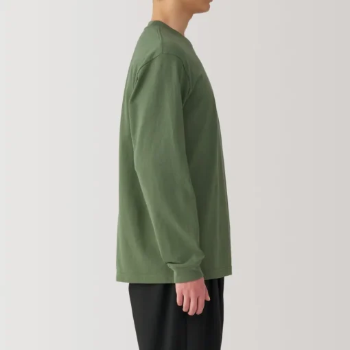 Clearance Men's Washed Heavy Weight Crew Neck Long Sleeve T-Shirt T-Shirts