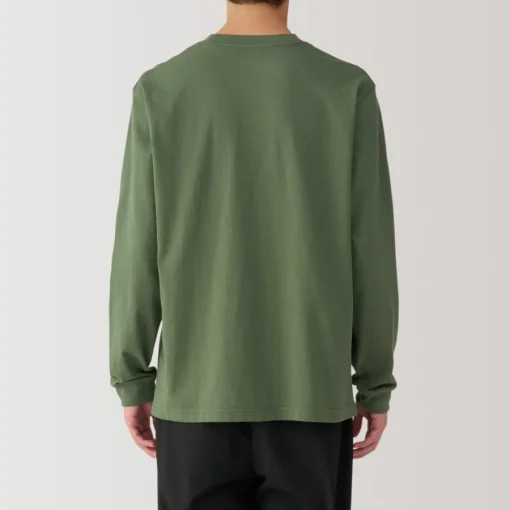 Clearance Men's Washed Heavy Weight Crew Neck Long Sleeve T-Shirt T-Shirts