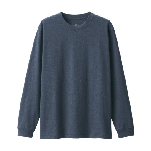 Clearance Men's Washed Heavy Weight Crew Neck Long Sleeve T-Shirt T-Shirts