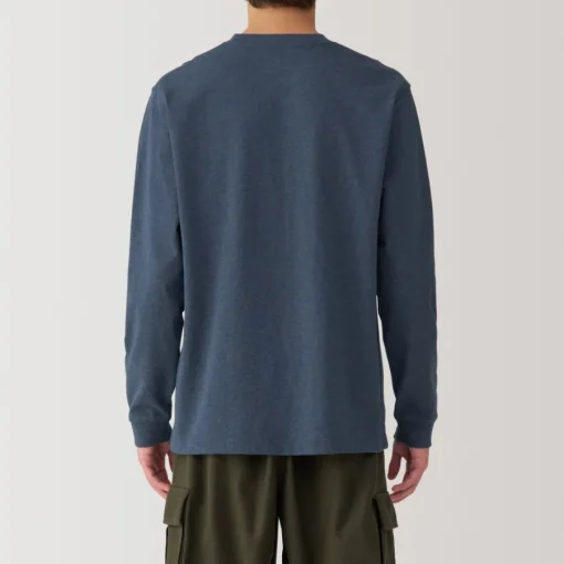 Clearance Men's Washed Heavy Weight Crew Neck Long Sleeve T-Shirt T-Shirts