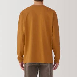 Clearance Men's Washed Heavy Weight Crew Neck Long Sleeve T-Shirt T-Shirts