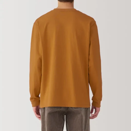 Clearance Men's Washed Heavy Weight Crew Neck Long Sleeve T-Shirt T-Shirts
