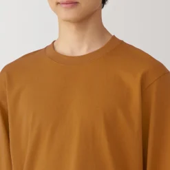 Clearance Men's Washed Heavy Weight Crew Neck Long Sleeve T-Shirt T-Shirts