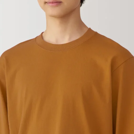 Clearance Men's Washed Heavy Weight Crew Neck Long Sleeve T-Shirt T-Shirts