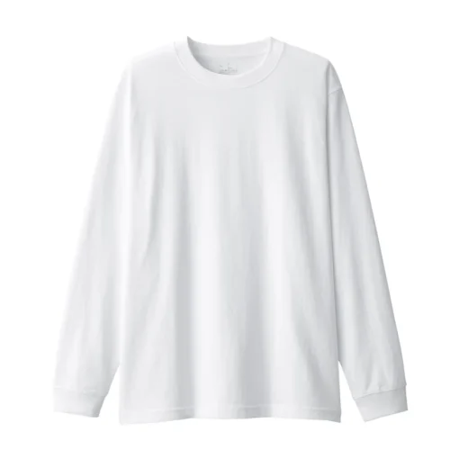 Clearance Men's Washed Heavy Weight Crew Neck Long Sleeve T-Shirt T-Shirts