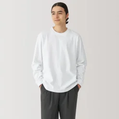 Clearance Men's Washed Heavy Weight Crew Neck Long Sleeve T-Shirt T-Shirts