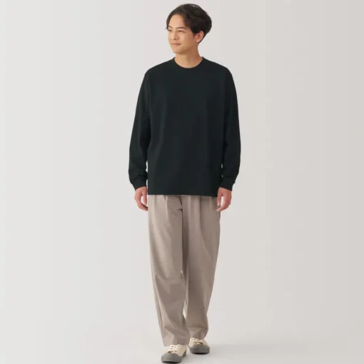 Best Men's Washed Heavy Weight Crew Neck Long Sleeve T-Shirt T-Shirts