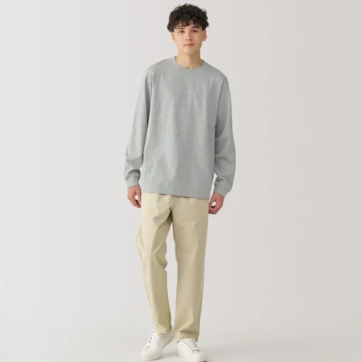 Best Men's Washed Heavy Weight Crew Neck Long Sleeve T-Shirt T-Shirts