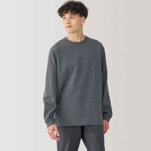 Best Men's Washed Heavy Weight Crew Neck Long Sleeve T-Shirt T-Shirts