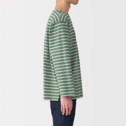 Hot Men's Washed Heavyweight Boat Neck 9/10 Sleeve T-Shirt T-Shirts