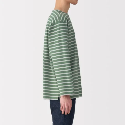 Hot Men's Washed Heavyweight Boat Neck 9/10 Sleeve T-Shirt T-Shirts