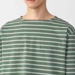 Hot Men's Washed Heavyweight Boat Neck 9/10 Sleeve T-Shirt T-Shirts