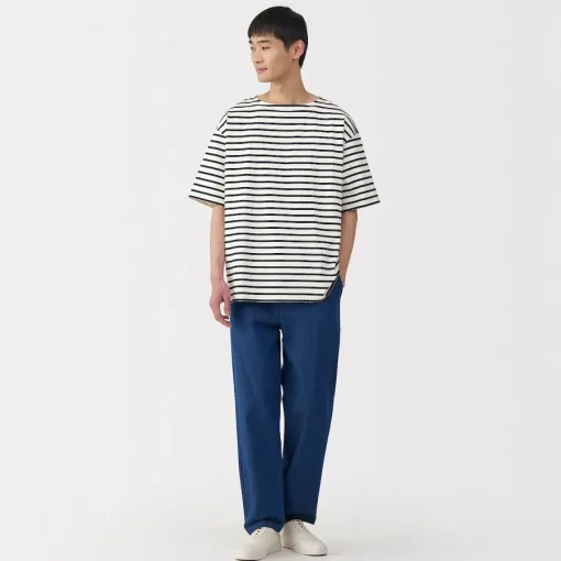 Sale Men's Washed Heavyweight Boat Neck Half Sleeve T-Shirt T-Shirts