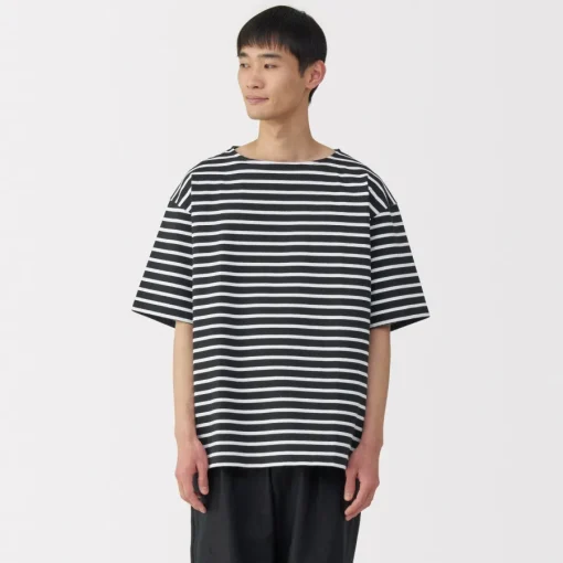 Sale Men's Washed Heavyweight Boat Neck Half Sleeve T-Shirt T-Shirts
