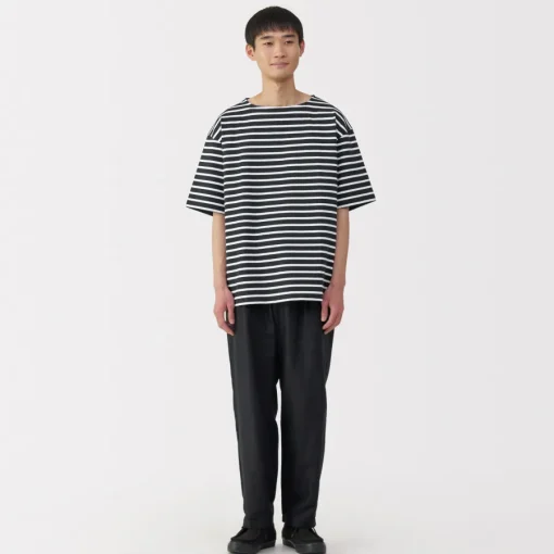 Sale Men's Washed Heavyweight Boat Neck Half Sleeve T-Shirt T-Shirts