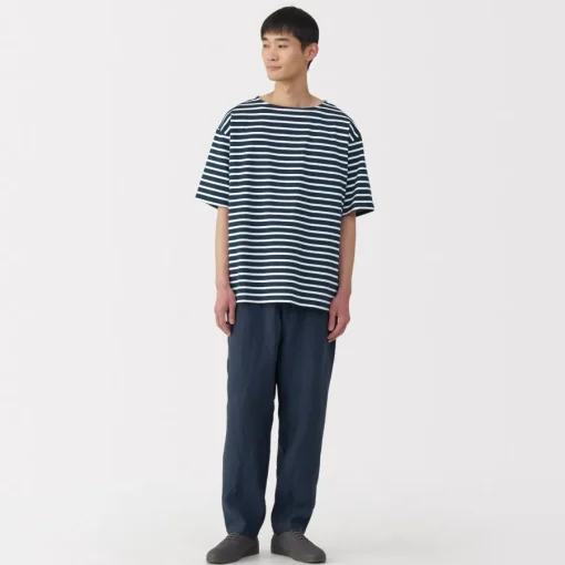 Sale Men's Washed Heavyweight Boat Neck Half Sleeve T-Shirt T-Shirts