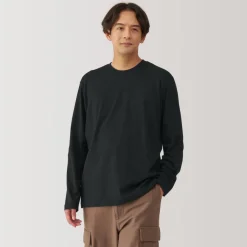 New Men's Washed Jersey Crew Neck Long Sleeve T-Shirt T-Shirts