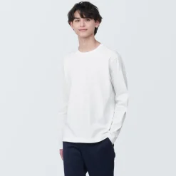 New Men's Washed Jersey Crew Neck Long Sleeve T-Shirt T-Shirts