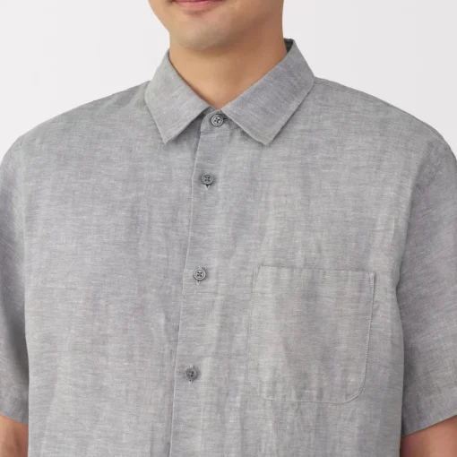 Online Men's Washed Linen Short Sleeve Shirt Shirts & Polos