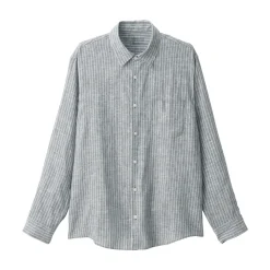 Hot Men's Washed Linen Striped Shirt Shirts & Polos