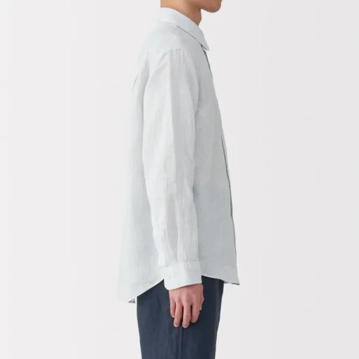 Hot Men's Washed Linen Striped Shirt Shirts & Polos