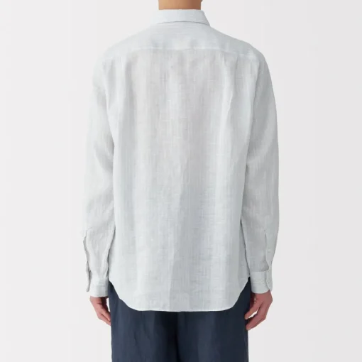 Hot Men's Washed Linen Striped Shirt Shirts & Polos