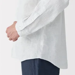 Hot Men's Washed Linen Striped Shirt Shirts & Polos