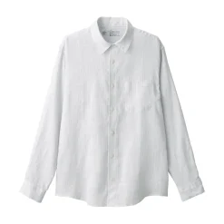 Hot Men's Washed Linen Striped Shirt Shirts & Polos
