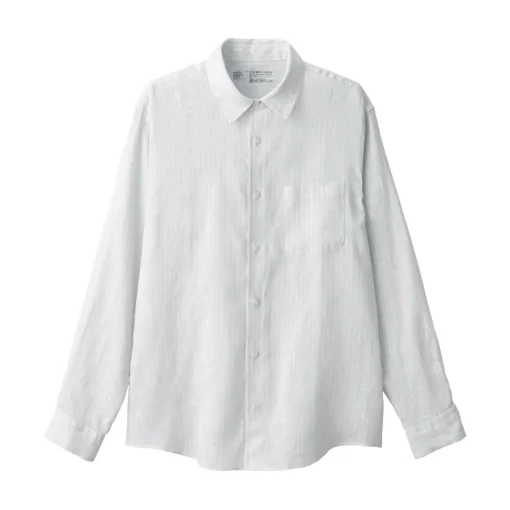 Hot Men's Washed Linen Striped Shirt Shirts & Polos