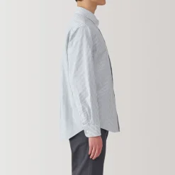 Fashion Men's Washed Oxford Button Down Long Sleeve Striped Shirt Shirts & Polos
