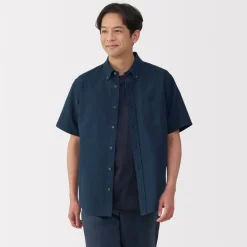 Clearance Men's Washed Oxford Button Down Short Sleeve Shirt Shirts & Polos