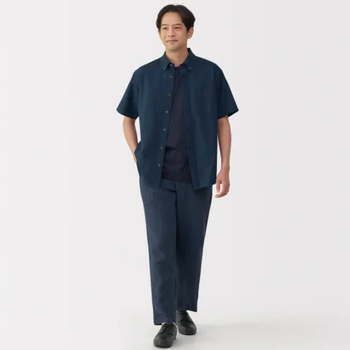 Clearance Men's Washed Oxford Button Down Short Sleeve Shirt Shirts & Polos