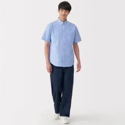 Clearance Men's Washed Oxford Button Down Short Sleeve Shirt Shirts & Polos