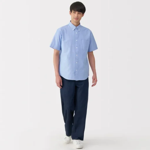 Clearance Men's Washed Oxford Button Down Short Sleeve Shirt Shirts & Polos