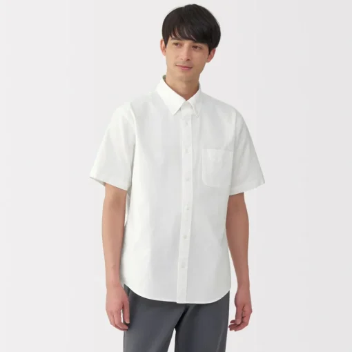 Clearance Men's Washed Oxford Button Down Short Sleeve Shirt Shirts & Polos