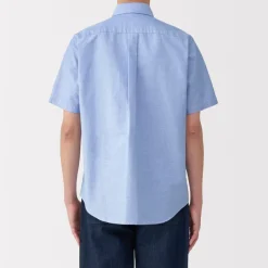 Clearance Men's Washed Oxford Button Down Short Sleeve Shirt Shirts & Polos
