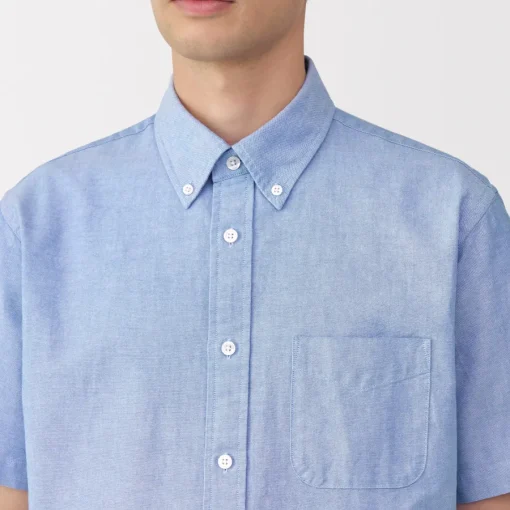 Clearance Men's Washed Oxford Button Down Short Sleeve Shirt Shirts & Polos