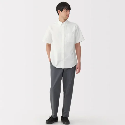 Clearance Men's Washed Oxford Button Down Short Sleeve Shirt Shirts & Polos