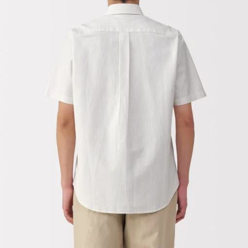 Fashion Men's Washed Oxford Button Down Short Sleeve Striped Shirt Shirts & Polos