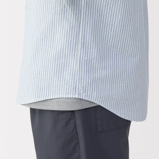 Fashion Men's Washed Oxford Button Down Short Sleeve Striped Shirt Shirts & Polos