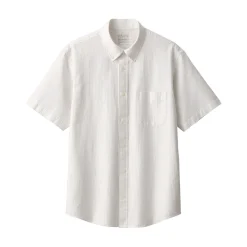 Fashion Men's Washed Oxford Button Down Short Sleeve Striped Shirt Shirts & Polos