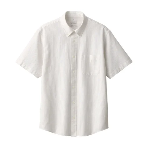 Fashion Men's Washed Oxford Button Down Short Sleeve Striped Shirt Shirts & Polos