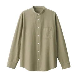 Sale Men's Washed Oxford Stand Collar Long Sleeve Shirt Shirts & Polos