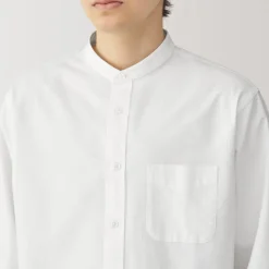 Sale Men's Washed Oxford Stand Collar Long Sleeve Shirt Shirts & Polos